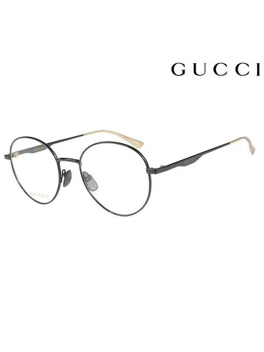 Eyewear Round Metal Glasses Frame Black Gold - GUCCI - BALAAN 2