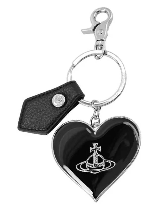 ORB Silver Logo Grain Heart Mirror Keyring Black 8203010XU OM0009 N403 - VIVIENNE WESTWOOD - BALAAN 1