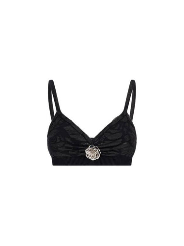 BLACK POLYESTER BLEND CROP TOP - BLUMARINE - BALAAN 1