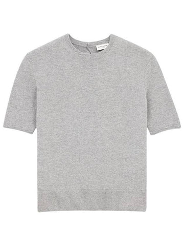 Wool Gris Chine Knit Top Grey - SAINT LAURENT - BALAAN 1