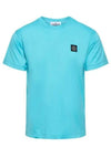 Logo Patch Cotton Short Sleeve T-Shirt Turquoise - STONE ISLAND - BALAAN 2