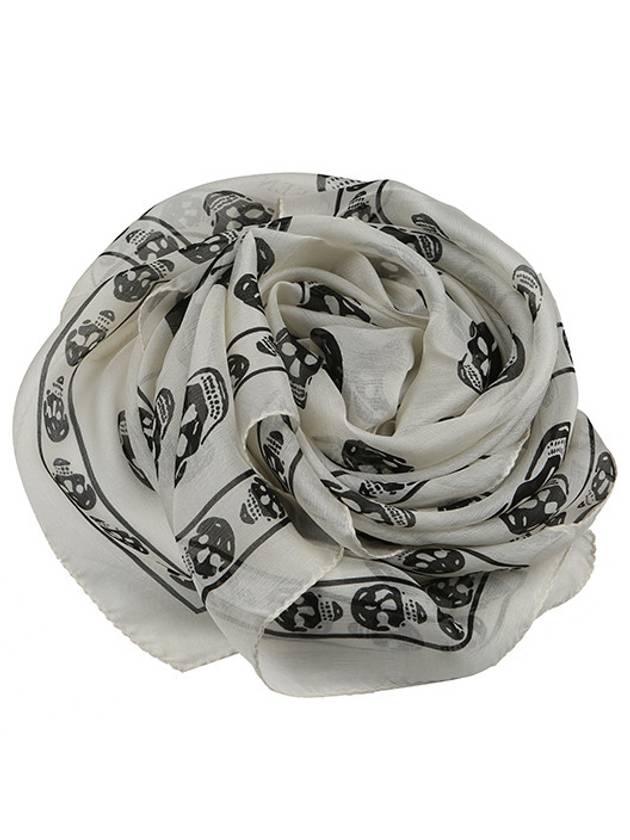 Skull Print Silk Scarf white - ALEXANDER MCQUEEN - BALAAN.