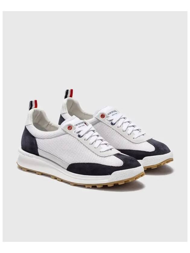 Fine Kid Suede Tech Runner Sneaker Navy - THOM BROWNE - BALAAN 6