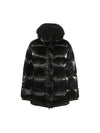 Hanau HANAU logo patch hooded down nylon padded jacket black - MONCLER - BALAAN.