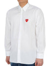 Men's Red Heart Long Sleeve Shirt White - COMME DES GARCONS - BALAAN 3