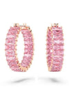 Matrix Baguette Cut Hoop Earrings Rose Gold Pink - SWAROVSKI - BALAAN 3