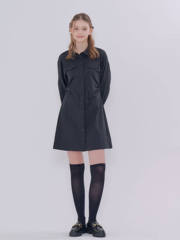 Women's Line Shirt Mini Short Dress Black - METAPHER - BALAAN 3