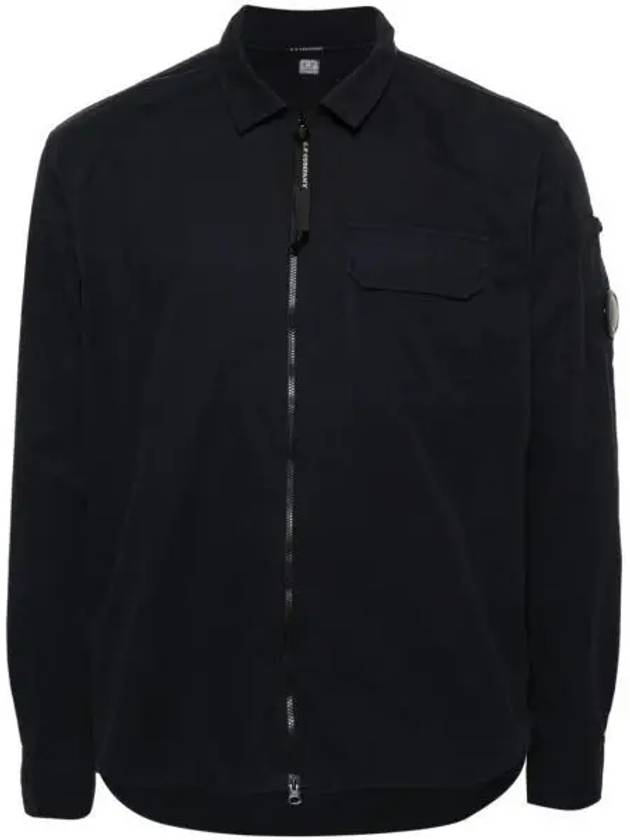 Gabardine Zip Up Long Sleeve Shirt Black - CP COMPANY - BALAAN 2