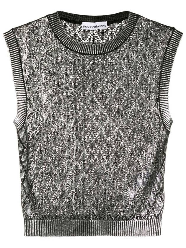 Rabanne Sleeveless Metallic Knit Jacquard Top - PACO RABANNE - BALAAN 1