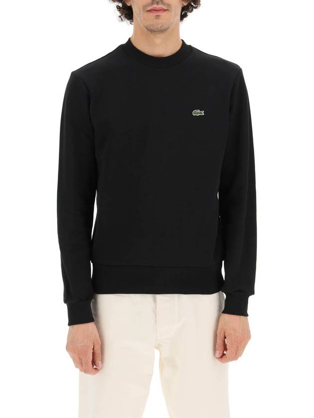 Logo Patch Crewneck Sweatshirt Black - LACOSTE - BALAAN 3