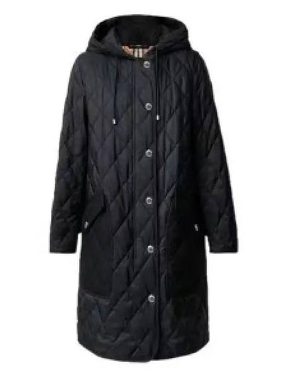 Diamond Quilted Hooded Single Coat Black - BURBERRY - BALAAN 2