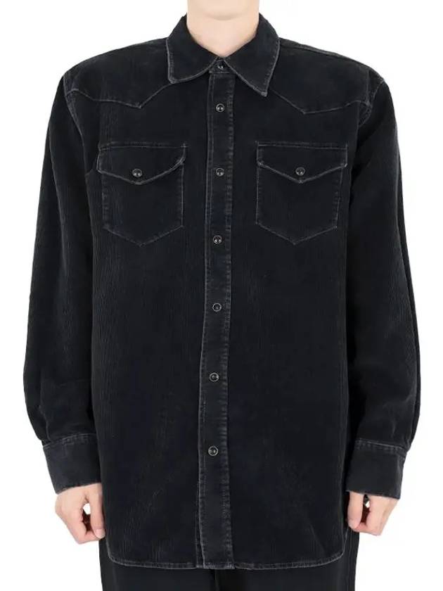 Studios Corduroy Button Up Long Sleeve Shirt Black - ACNE STUDIOS - BALAAN.