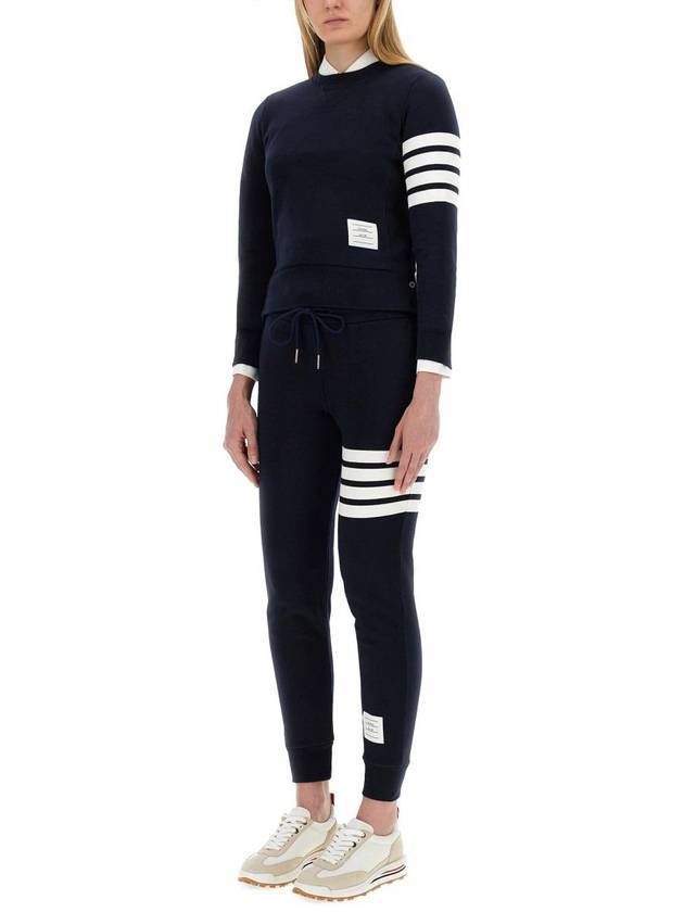 Women's Engineer 4 Bar Cotton Loopback Knit Track Pants Navy - THOM BROWNE - BALAAN 4