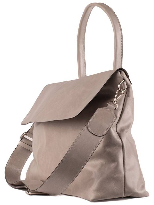 Dondup Light Gray Glossy Leather Bag - DONDUP - BALAAN 3