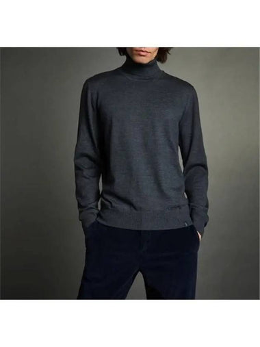 Virgin Wool Turtleneck Sweater Dark Gray - FAY - BALAAN 1