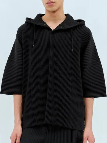 MC Jun Short Sleeve Hoodie Black - ISSEY MIYAKE - BALAAN 1