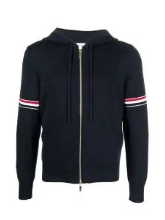 Cotton Milano Armband Zip Up Hoodie Navy - THOM BROWNE - BALAAN 2