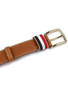 Three Stripe Tab Leather Belt Brown - THOM BROWNE - BALAAN 3