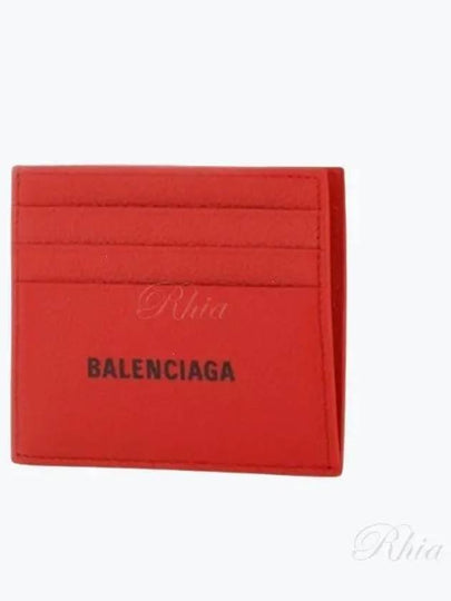 Logo Print Leather Card Wallet Red - BALENCIAGA - BALAAN 2