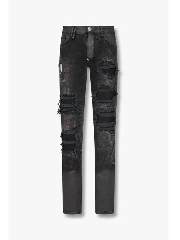 Men s Rip Destroyed Rockstar Fit Jeans Black - PHILIPP PLEIN - BALAAN 1