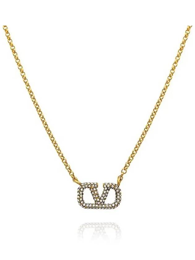 V Logo Signature Metal Necklace Gold - VALENTINO - BALAAN 5