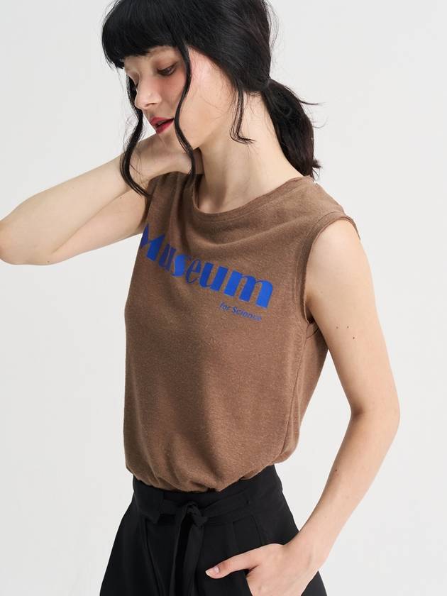 Museum Linen Sleeveless T shirt Brown - SORRY TOO MUCH LOVE - BALAAN 3