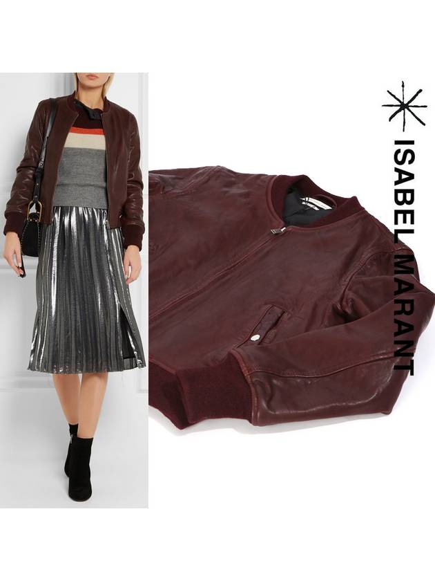 Brantley Leather Biker Jacket Burgundy - ISABEL MARANT - BALAAN 2