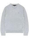 Essential Basic Vneck Knit Sweater Gray Heather - TOMMY HILFIGER - BALAAN 2