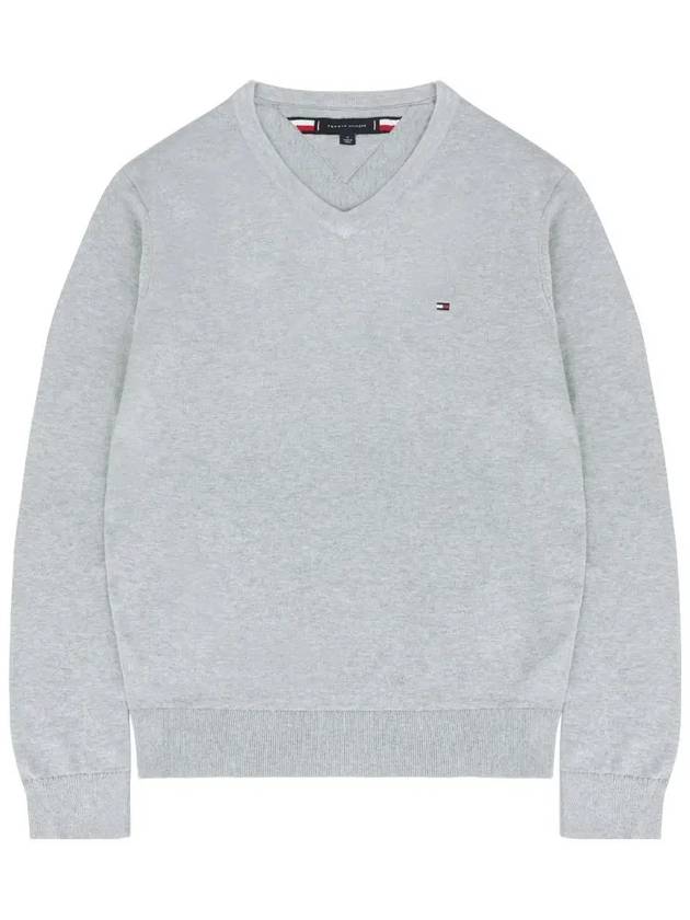 Essential Basic Vneck Knit Sweater Gray Heather - TOMMY HILFIGER - BALAAN 2