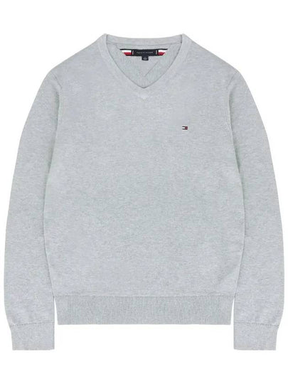 Essential Basic Vneck Knit Sweater Gray Heather - TOMMY HILFIGER - BALAAN 2