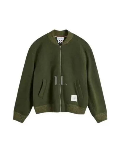 Fleece Stripe Wool Bomber Jacket Dark Green - THOM BROWNE - BALAAN 2