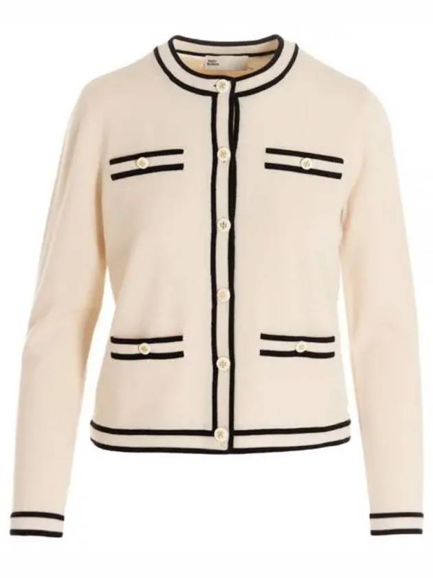 Kendra Button-Up Crew Neck Cardigan Ivory - TORY BURCH - BALAAN 2