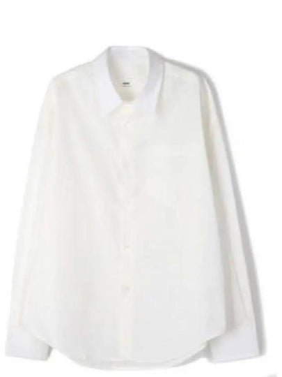 Boxy Fit Poplin Long Sleeve Shirt Natural White - AMI - BALAAN 2