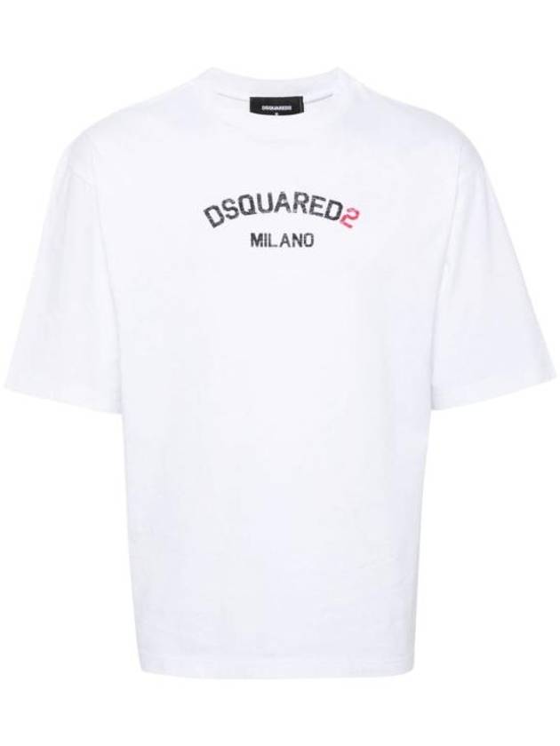 Logo Print Short Sleeve T Shirt White - DSQUARED2 - BALAAN 2