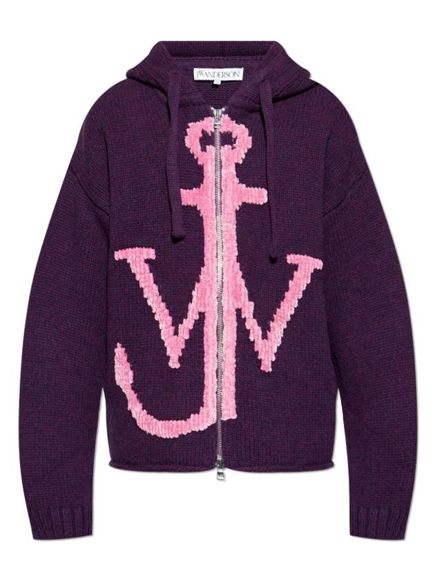 Anchor Logo Zip-Up Hoodie Purple - JW ANDERSON - BALAAN 2