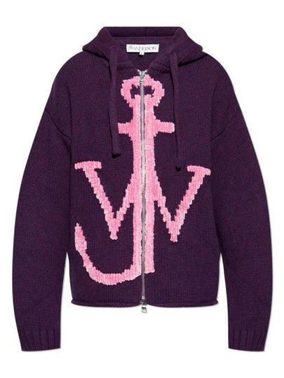 Anchor Logo Zip-Up Hoodie Purple - JW ANDERSON - BALAAN 2