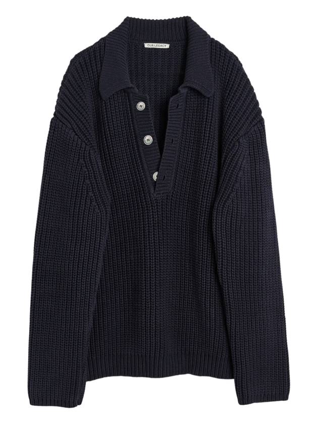 Big Piquet Chunky Cotton Rib Knit Top Navy - OUR LEGACY - BALAAN 2