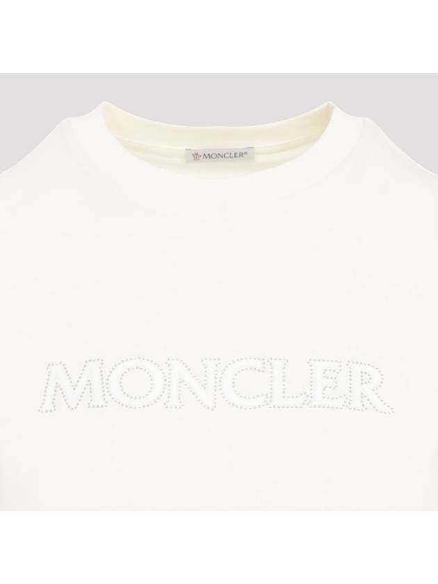 Rhinestone Logo Short Sleeve T Shirt White - MONCLER - BALAAN 4