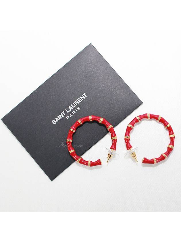 Round Earrings Red - SAINT LAURENT - BALAAN 4