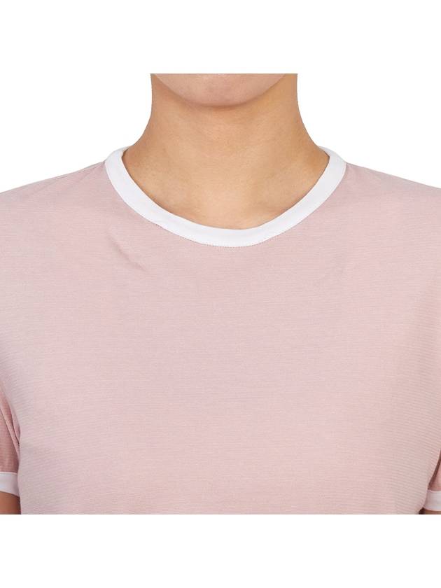 Women's Melange Jersey Ringer Short Sleeve T-Shirt Light Pink - THOM BROWNE - BALAAN 9