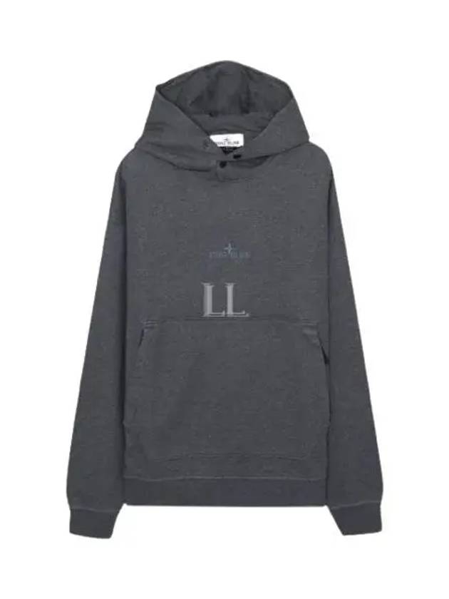 Cotton Fleece Embroidered Logo Hoodie Dark Grey Melange - STONE ISLAND - BALAAN 2