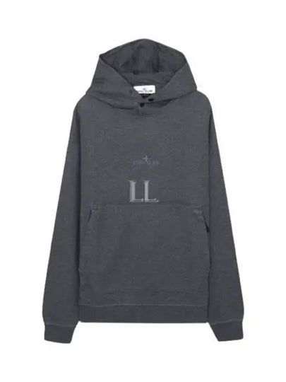 Cotton Fleece Embroidered Logo Hoodie Dark Grey Melange - STONE ISLAND - BALAAN 2