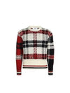 Tartan Check Jacquard Wool Mohair Knit Top Red Beige - THOM BROWNE - BALAAN 2