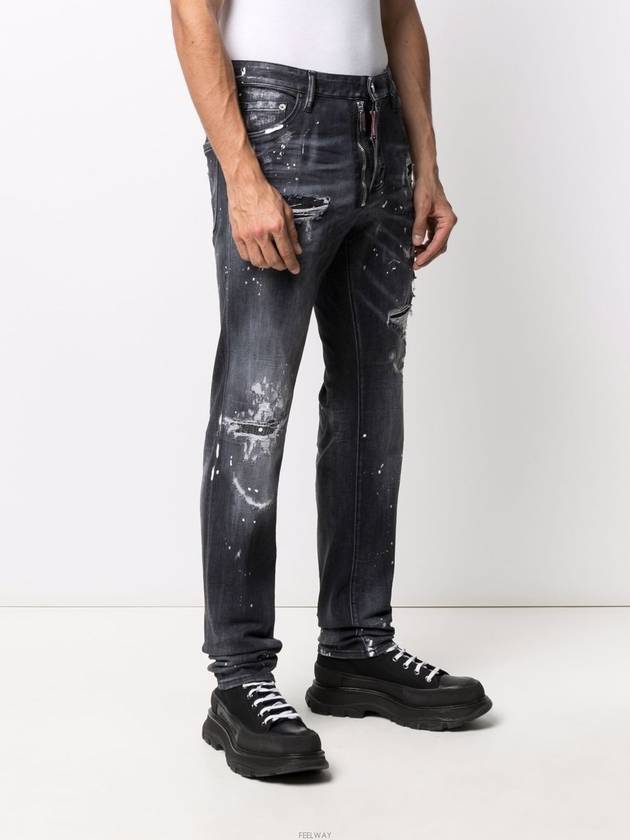 Men's Painting Cool Guy Skinny Jeans Black - DSQUARED2 - BALAAN 5