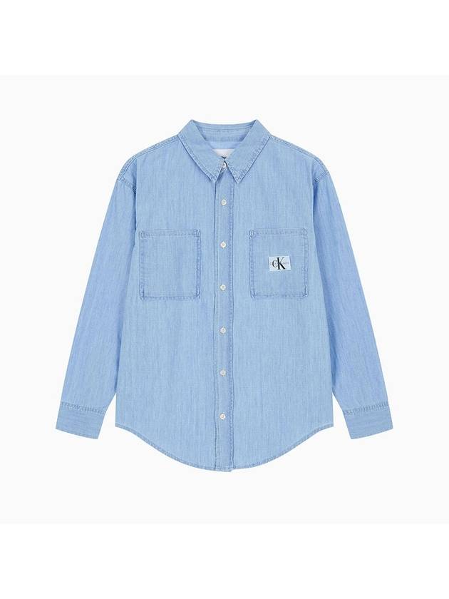 Jeans Oversized Long Sleeve Denim Shirt Blue - CALVIN KLEIN - BALAAN 1