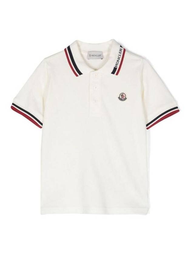 Kids Logo Patch Polo Short Sleeve T Shirt White - MONCLER - BALAAN 1