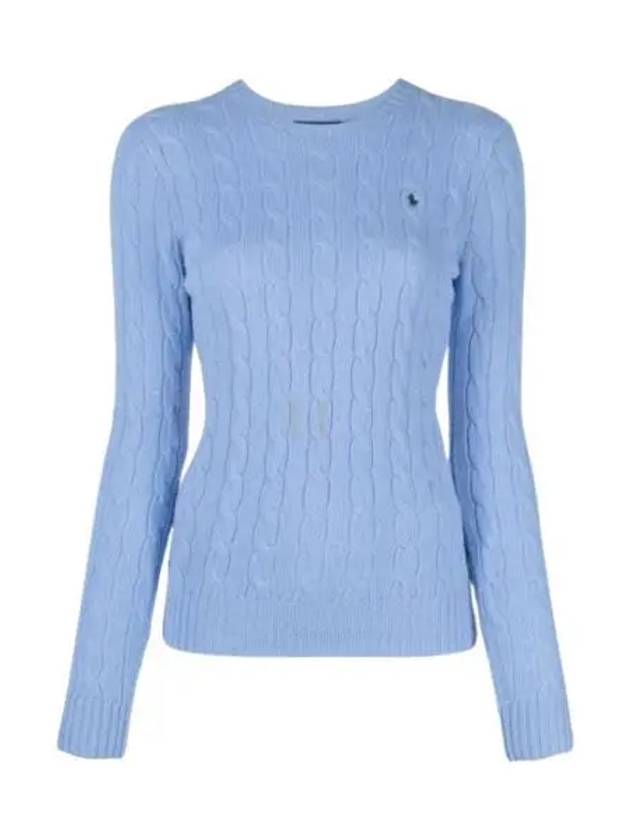 Pony Embroidered Logo Cable Knit Top Light Blue - POLO RALPH LAUREN - BALAAN 2