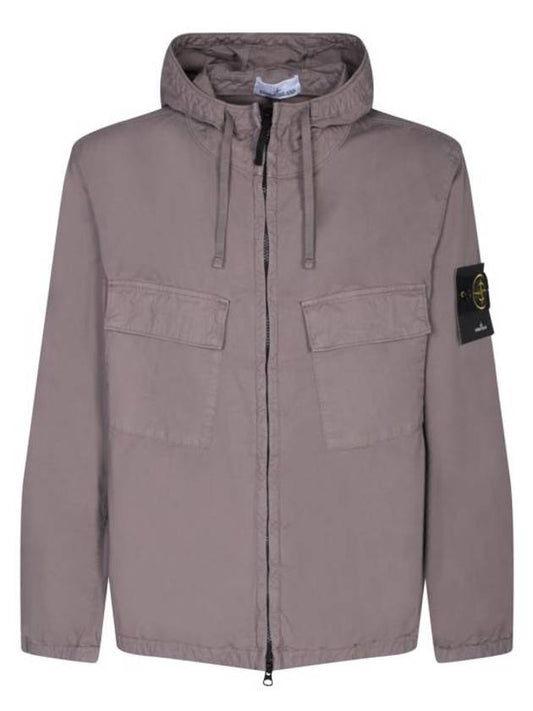 Cotton Twill Stretch Hooded Jacket Dove Grey - STONE ISLAND - BALAAN 1