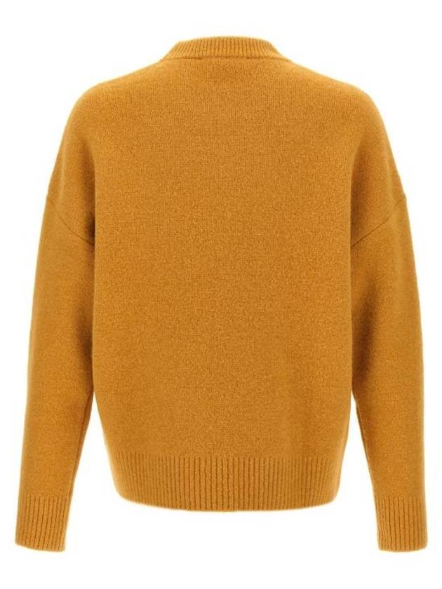 Intarsia Logo Crew Neck Knit Top Mustard - AMI - BALAAN 3