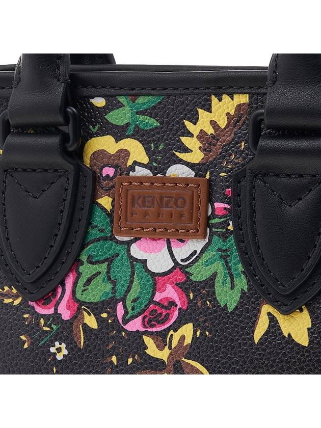 floral-print leather tote bag - KENZO - BALAAN.